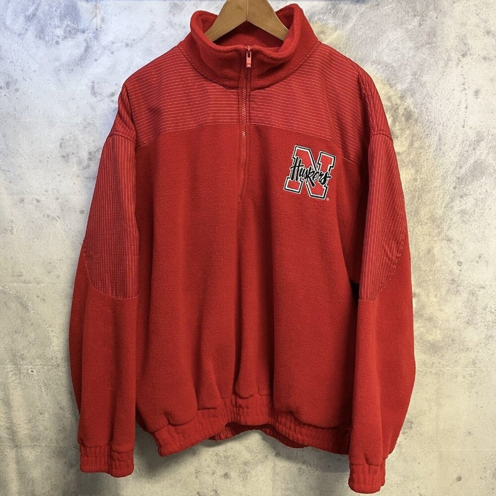 Vintage University of Nebraska Jacket Mens XL Logo Athletic Sweatshirt 1/4 Zip